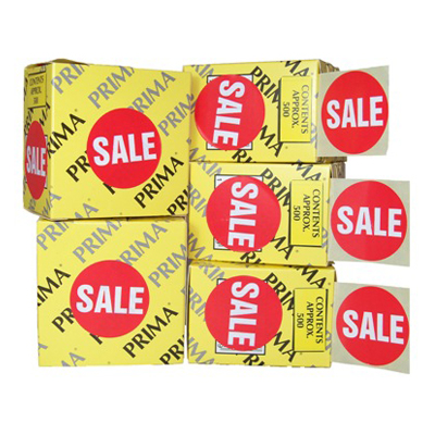 Roll Of 500 x "SALE" Retail Price Labels Stickers In Dispenser Box